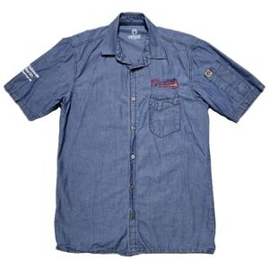 Atlanta Braves Chef Shirt Mens Small Blue Chambray Button Down‎ Chef Works